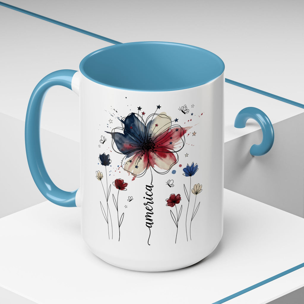 Patriotic Anemone Accent Coffee Mug Classic Floral Design