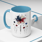 Patriotic Anemone Accent Coffee Mug Classic Floral Design