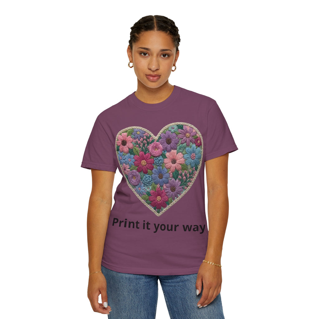 Floral Heart T-Shirt — Colorful Bouquet Heart Graphic (Print It Your Way)