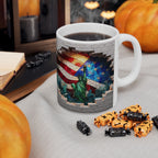 American Flag Urban Mosaic Ceramic Mug - Visual Delight in Your Hands