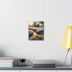 Sunlit Garden Path Stretched Canvas – Colorful Floral Landscape Wall Art