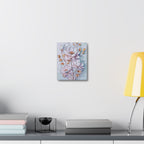 Floral Lotus Stretched Canvas Wall Art — Pastel Bloom Decorative Canvas