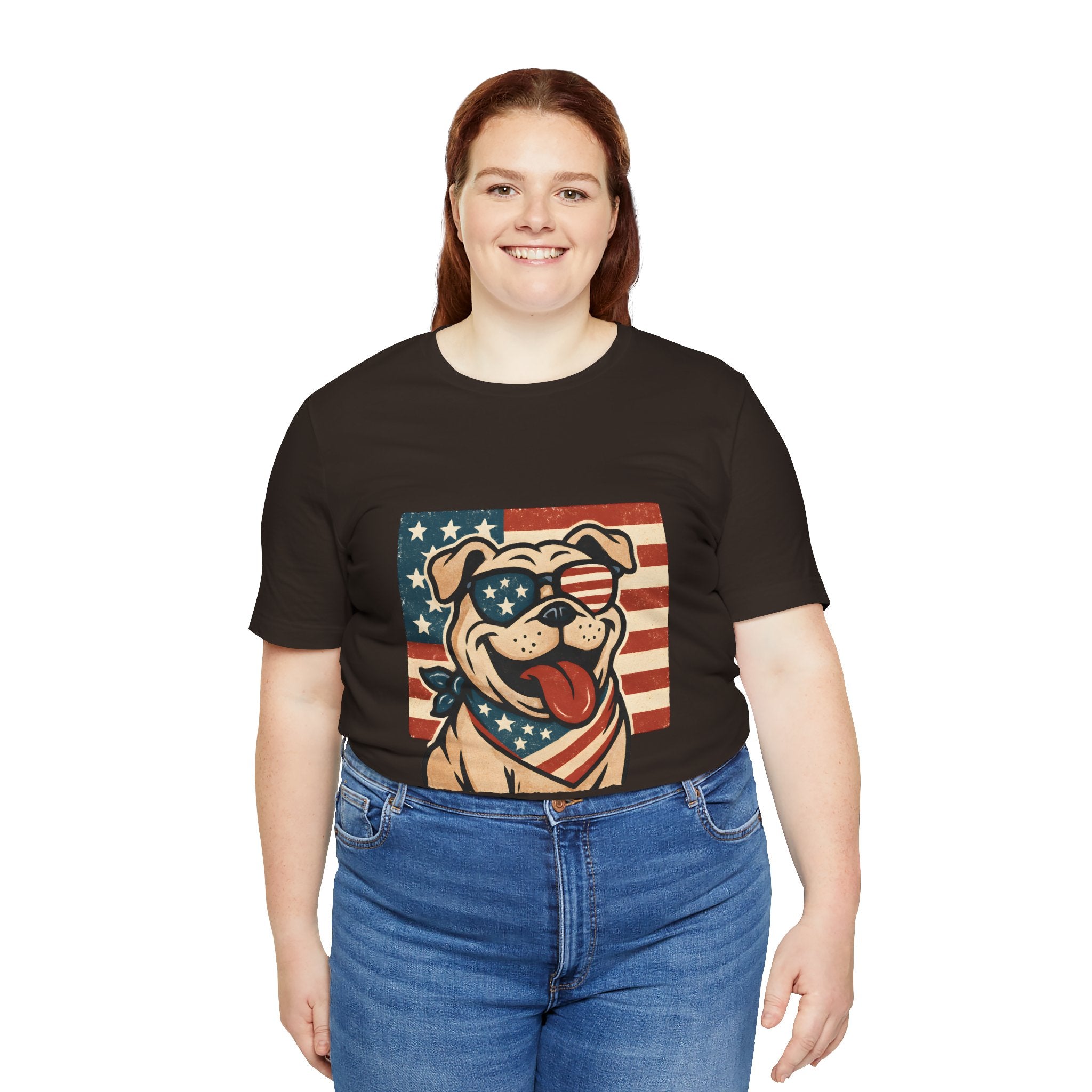 Dog's are Patriotic Too (American Flag, Funny 4th of July Shirt)