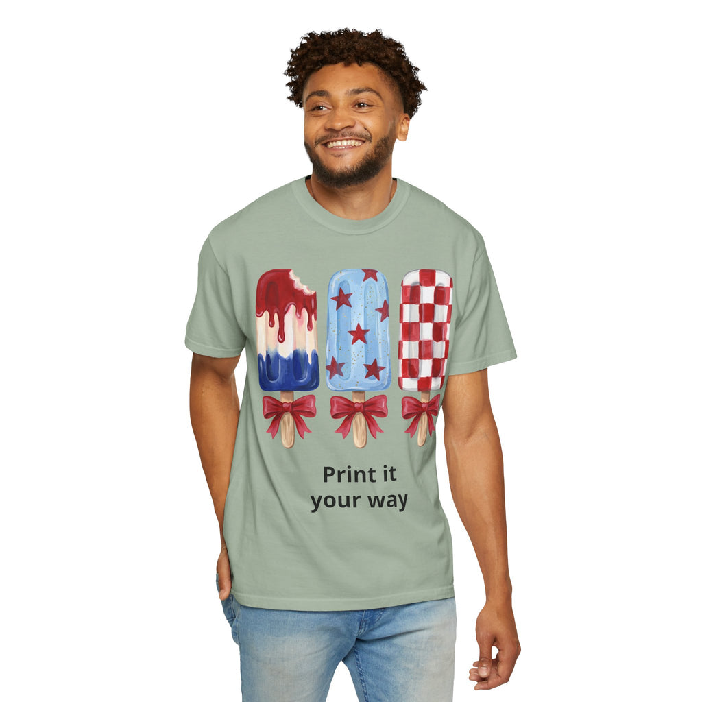 Patriotic Popsicle T-Shirt — Red, White & Blue Fourth of July Tee