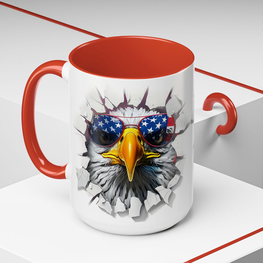 American Eagle Coffee Mug with USA Flag Accent Design