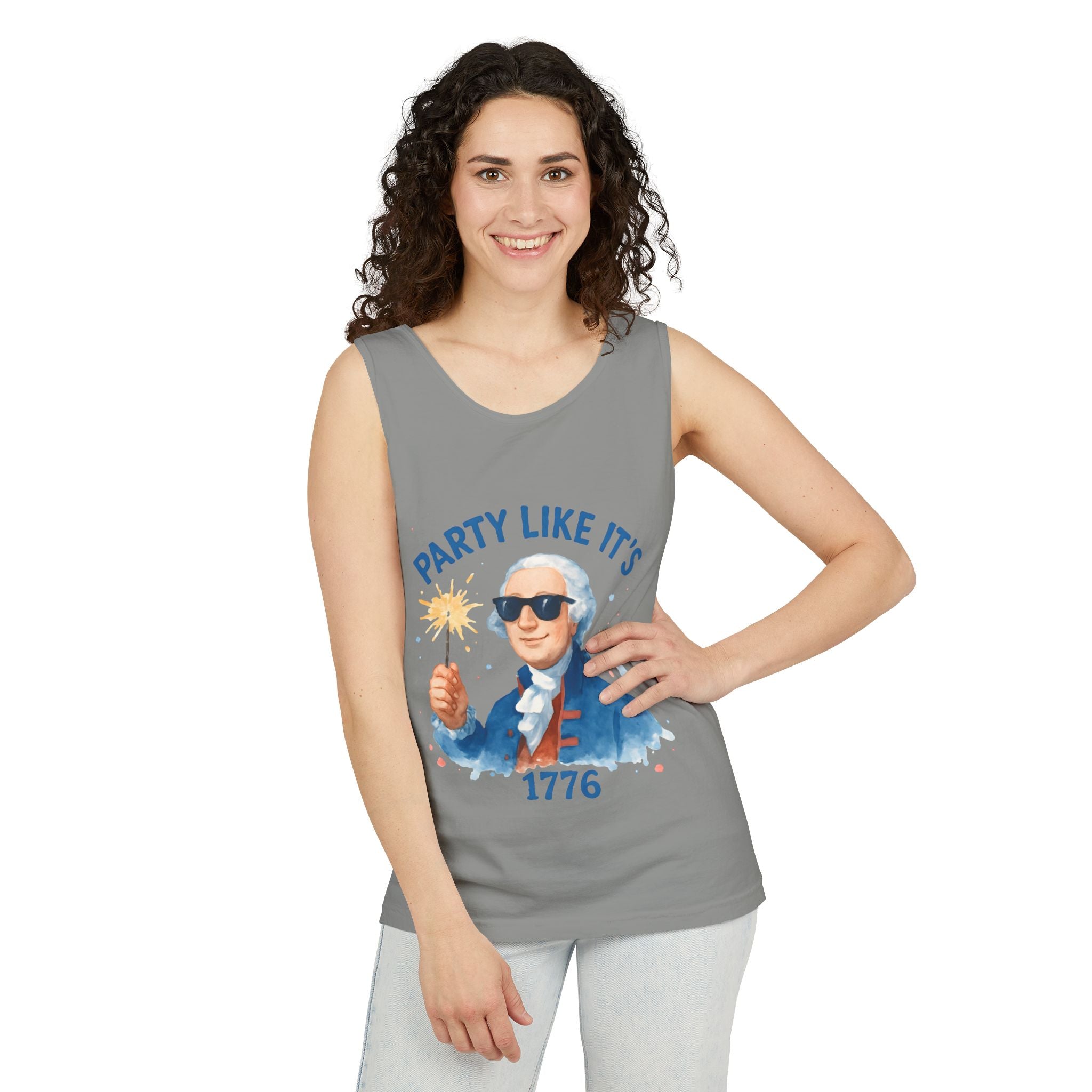 Party Like It's 1776 Tank Top — Patriotic George Washington Graphic