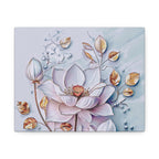 Floral Lotus Stretched Canvas Wall Art — Pastel Bloom Decorative Canvas