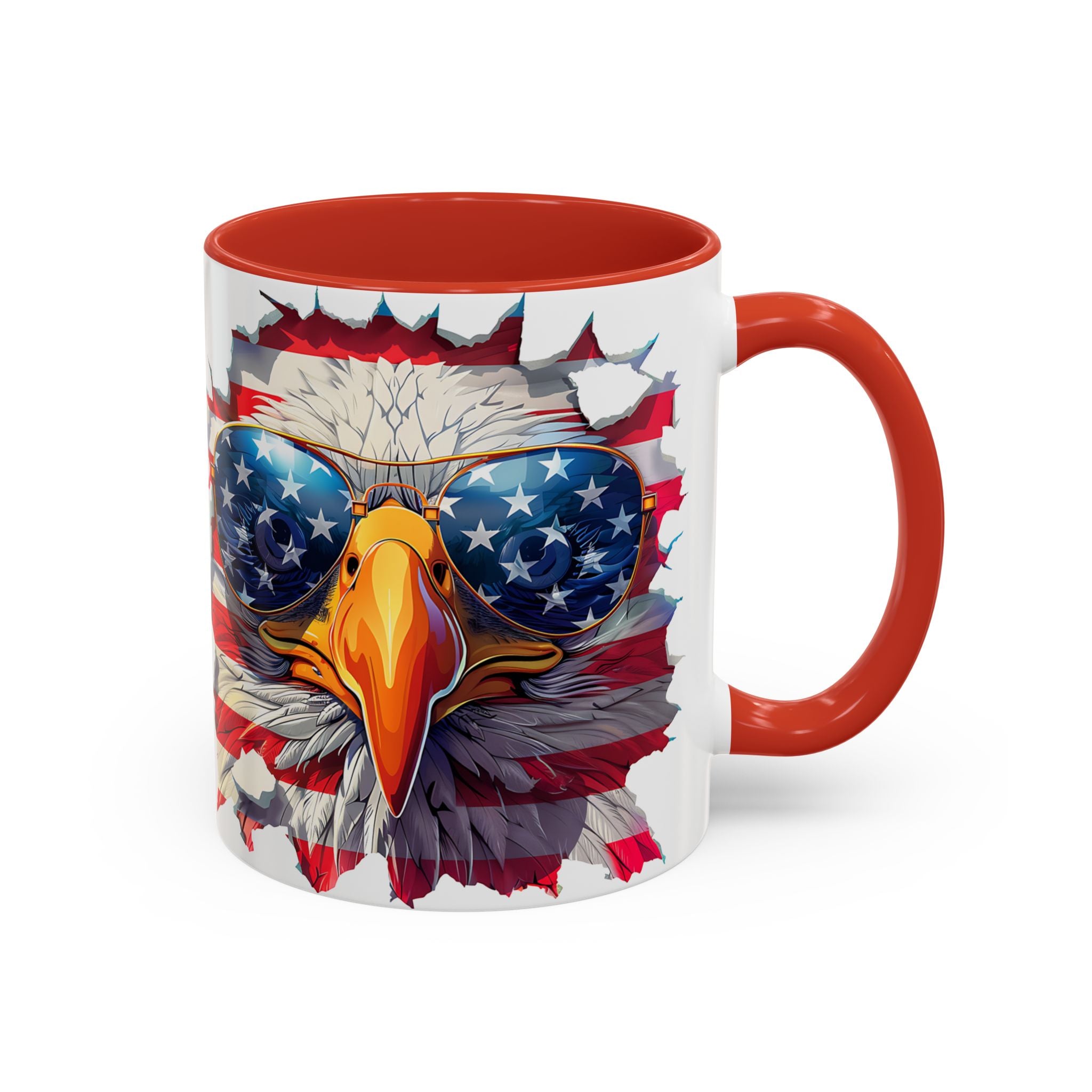 American Bald Eagle Accent Coffee Mug with Stars & Stripes