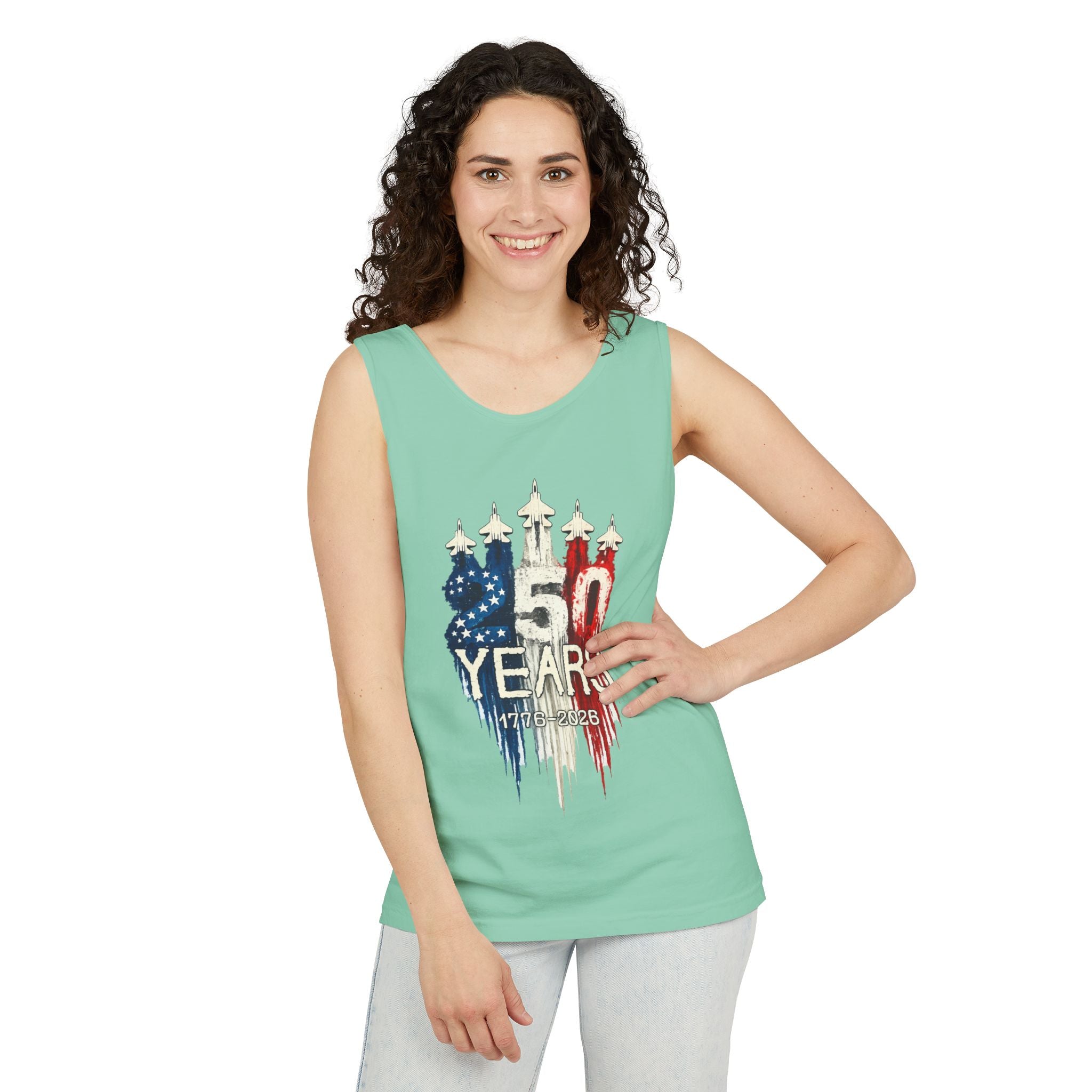 50 Years American Flag Castle Tank Top for Celebratory Wear