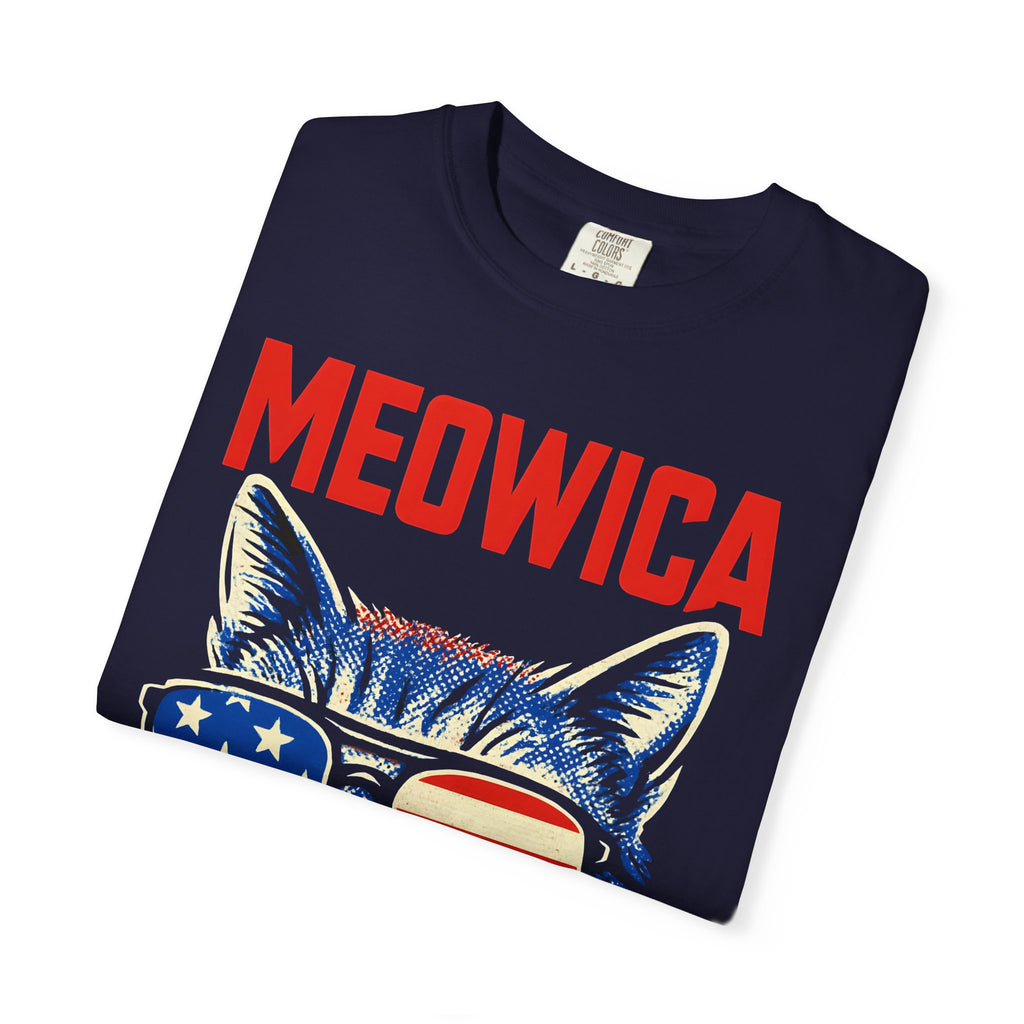Meowica Cat T-Shirt — Patriotic American Flag Sunglasses Tee