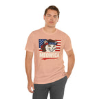 T-Shirt — "Meowica" Patriotic Cat Tee (American Flag, Funny 4th of July Shirt)