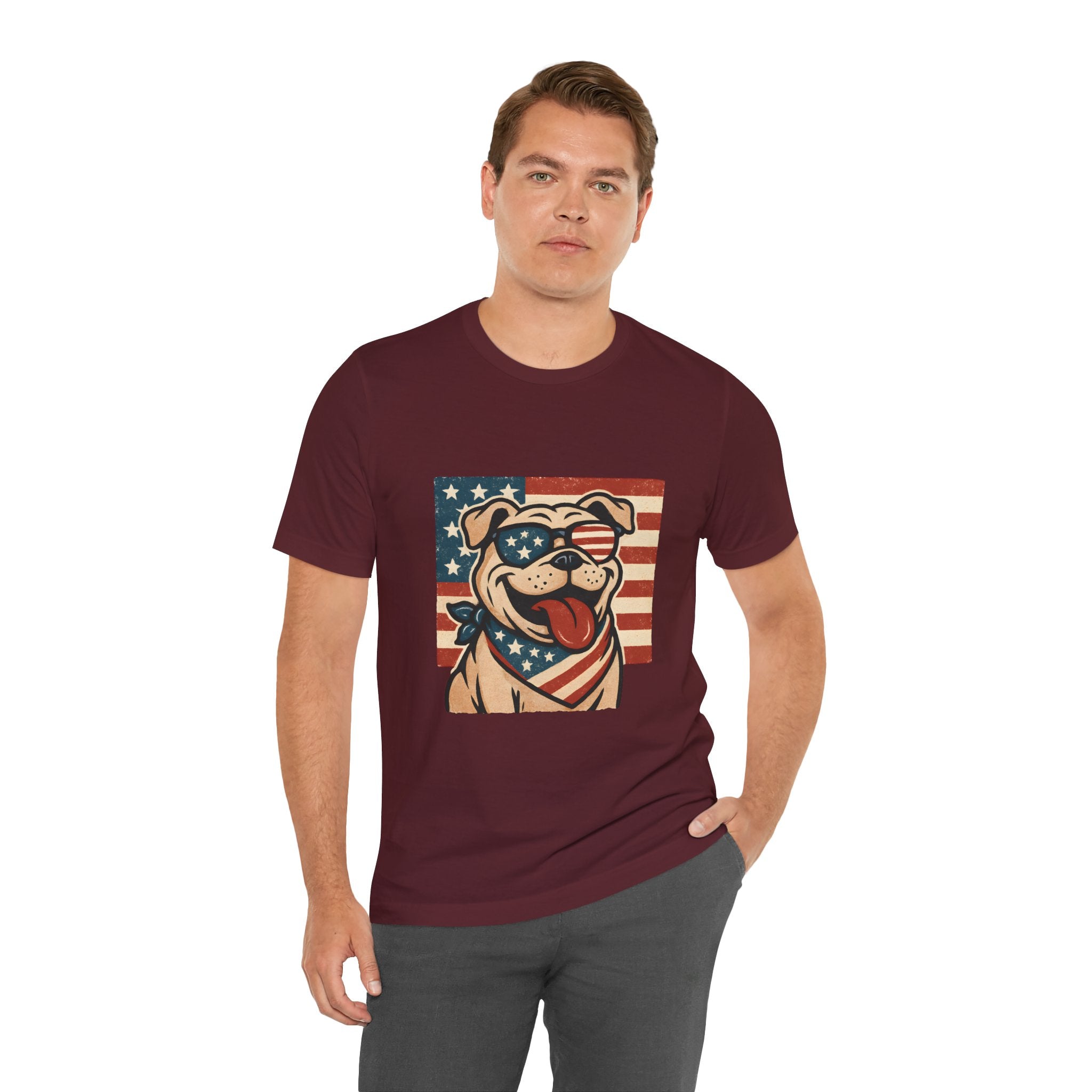 Dog's are Patriotic Too (American Flag, Funny 4th of July Shirt)