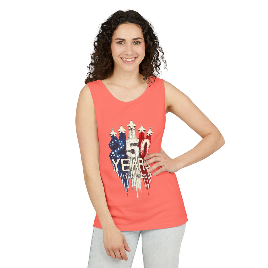 50 Years American Flag Castle Tank Top for Celebratory Wear