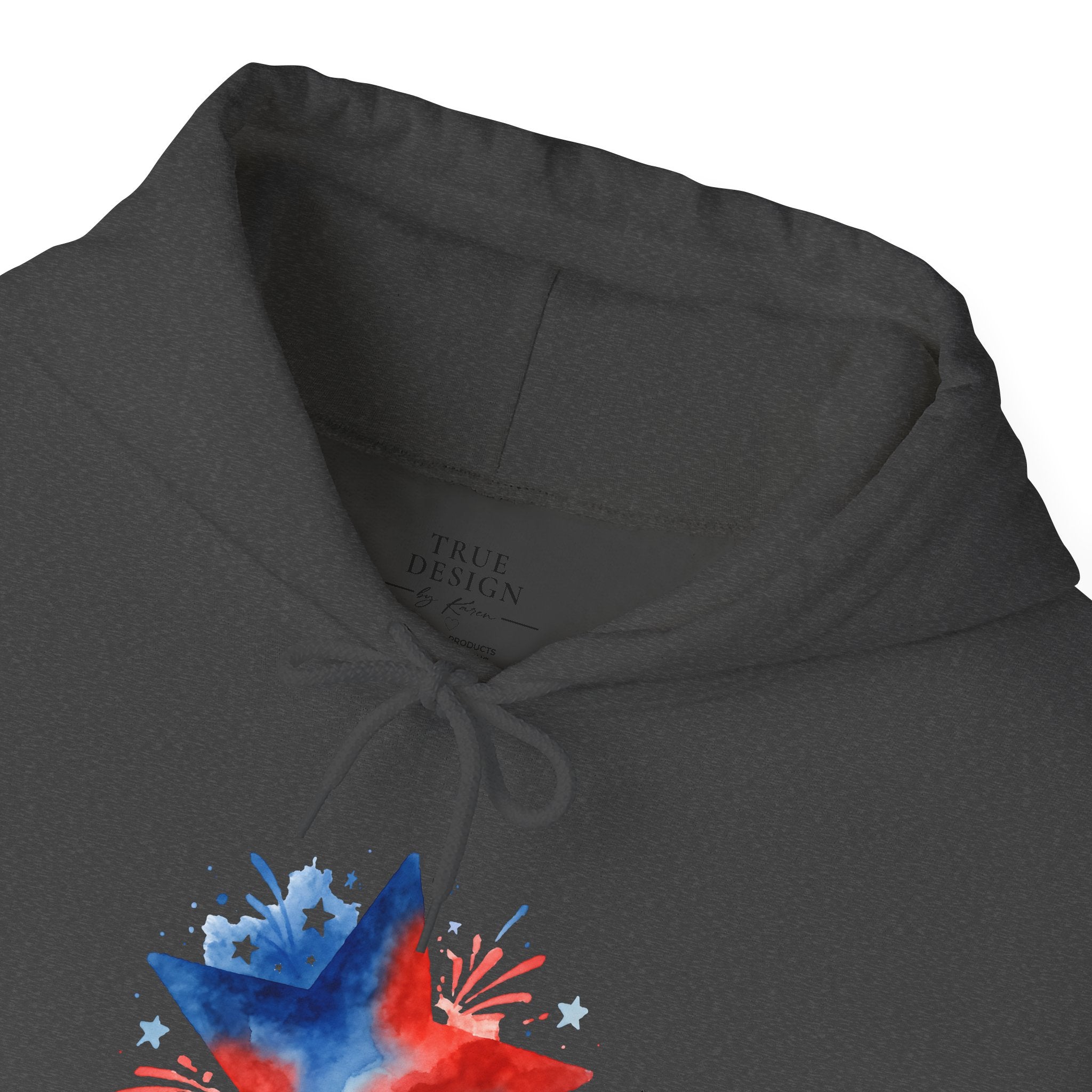Patriotic Red & Blue Star Hoodie — 4th of July Firework Sweatshirt