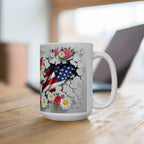 Floral American Flag Ceramic Mug - Patriotic Design