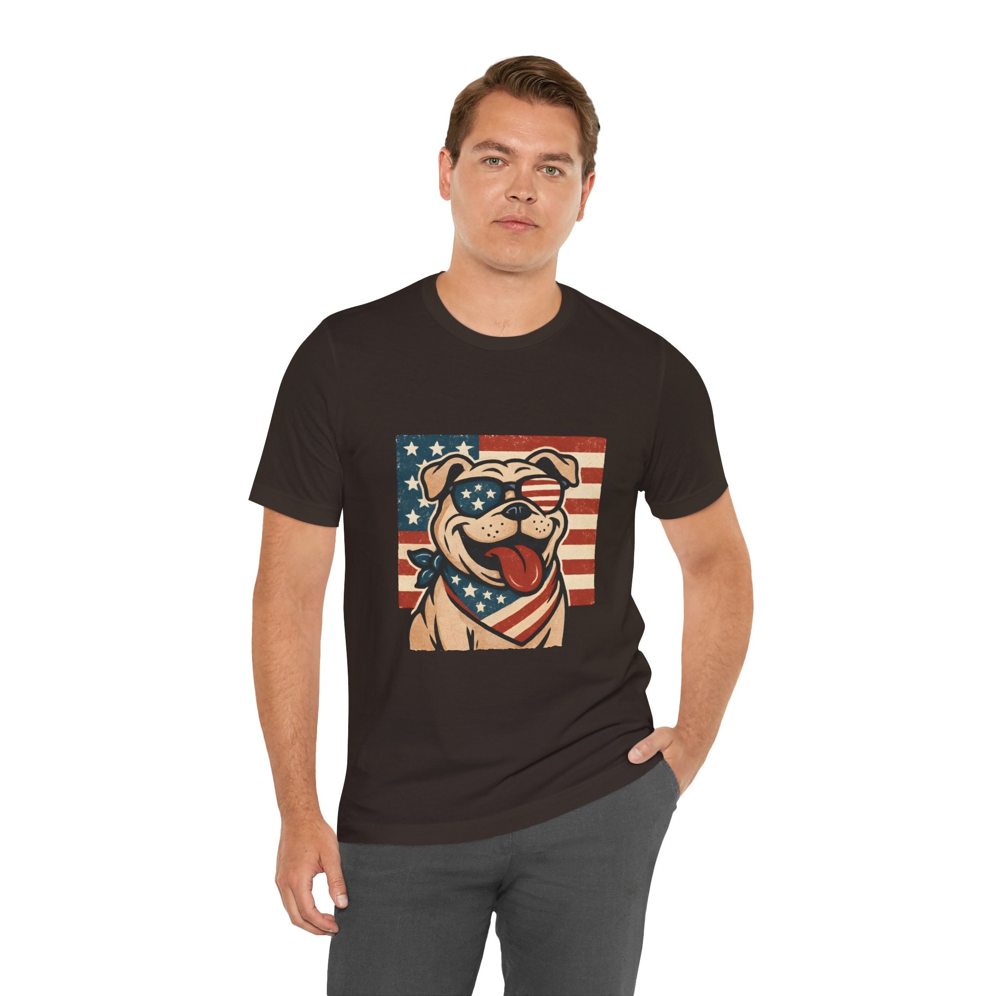 Dog's are Patriotic Too (American Flag, Funny 4th of July Shirt)