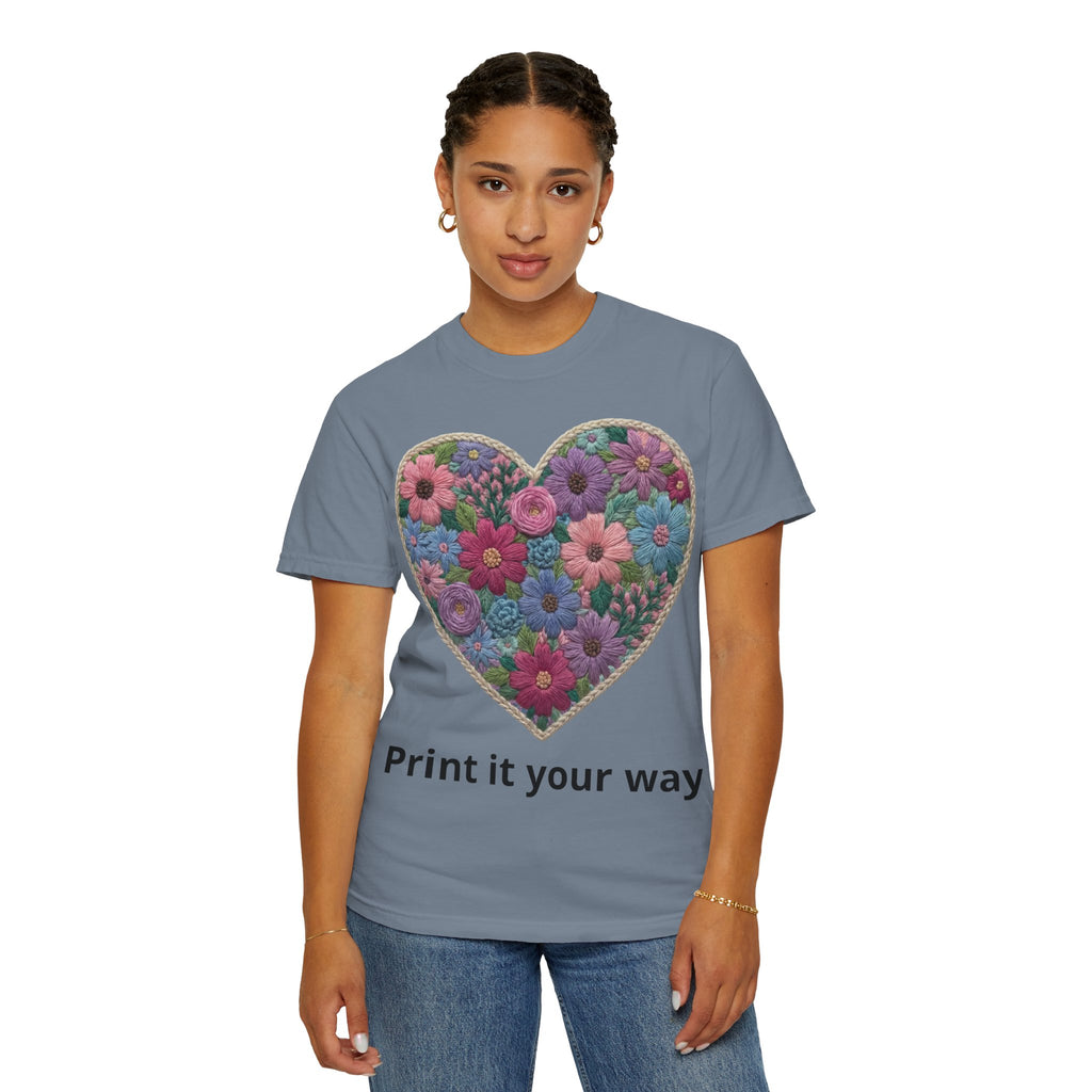 Floral Heart T-Shirt — Colorful Bouquet Heart Graphic (Print It Your Way)