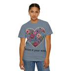 Floral Heart T-Shirt — Colorful Bouquet Heart Graphic (Print It Your Way)