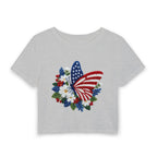 Patriotic Butterfly Floral Baby Tee - A Breezy Crop Top