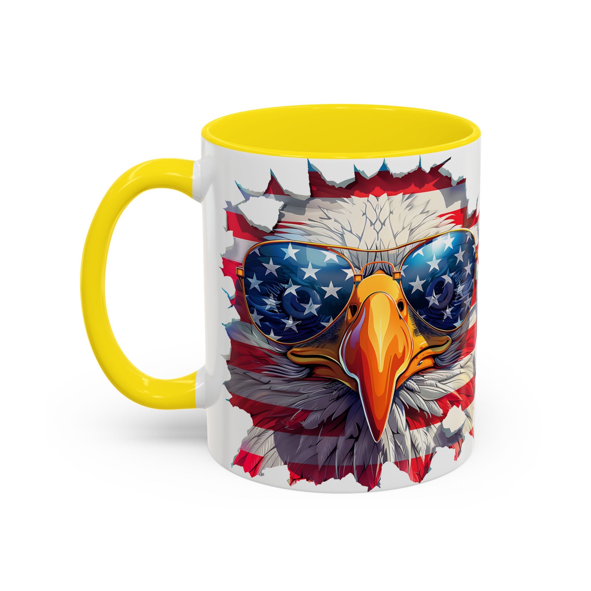 American Bald Eagle Accent Coffee Mug with Stars & Stripes