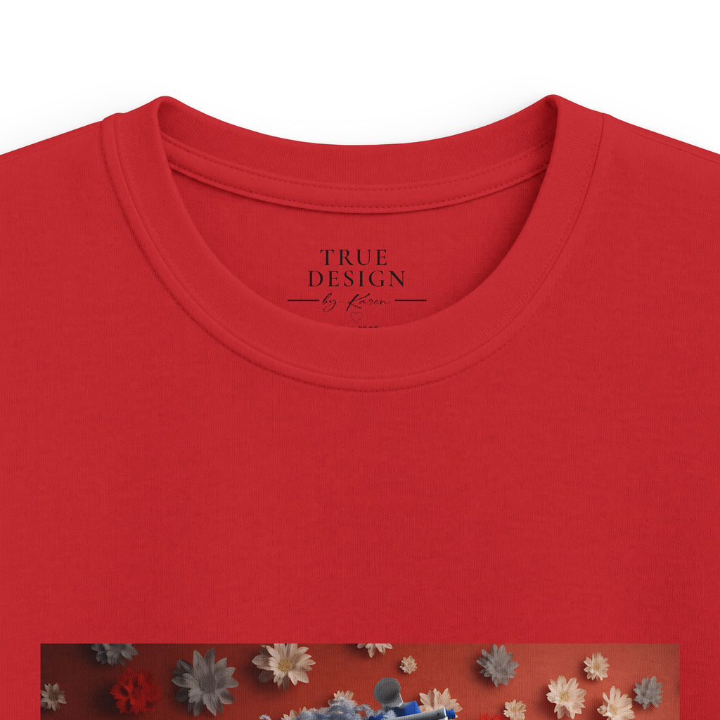 Kids Motorcycle Tee Featuring American Flag Graphic