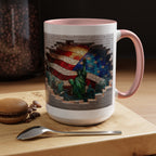 American Flag & Statue of Liberty Accent Coffee Mug – Patriotic USA Ceramic Mug