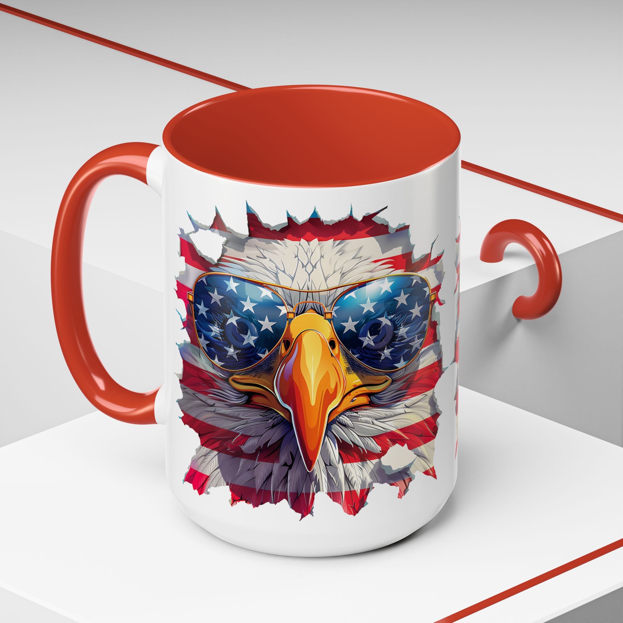 American Bald Eagle Accent Coffee Mug with Stars & Stripes
