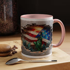 American Flag & Statue of Liberty Accent Coffee Mug – Patriotic USA Ceramic Mug