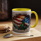 American Flag & Statue of Liberty Accent Coffee Mug – Patriotic USA Ceramic Mug