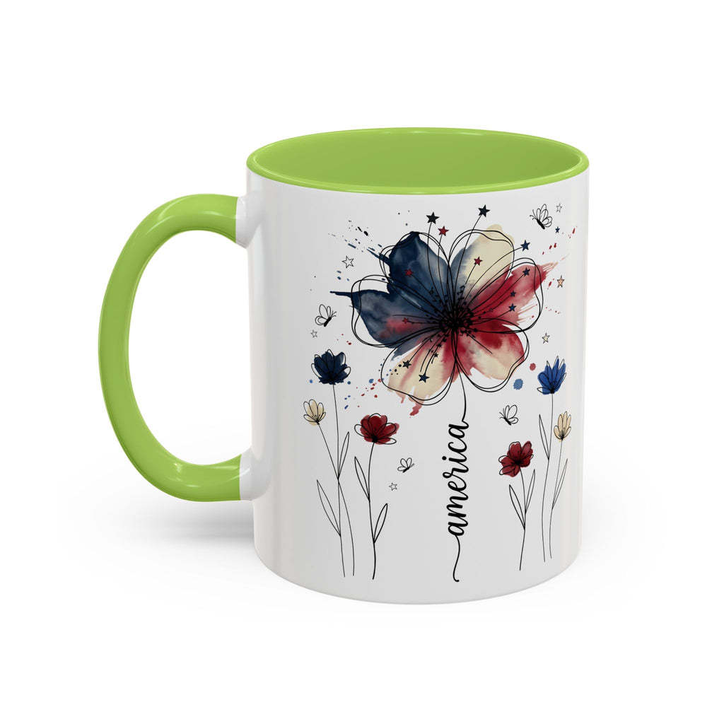 Patriotic Anemone Accent Coffee Mug Classic Floral Design
