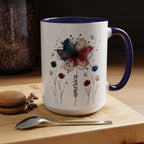 Patriotic Anemone Accent Coffee Mug Classic Floral Design