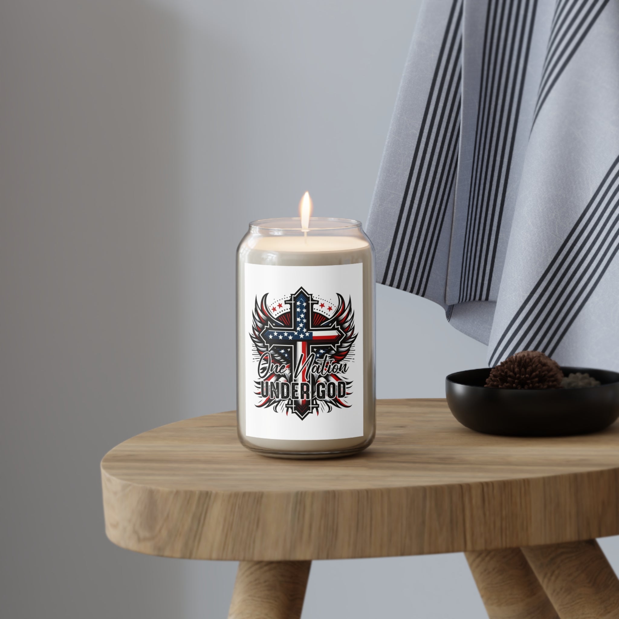 Patriotic Cross Soy Candle - One Nation Under God Scent
