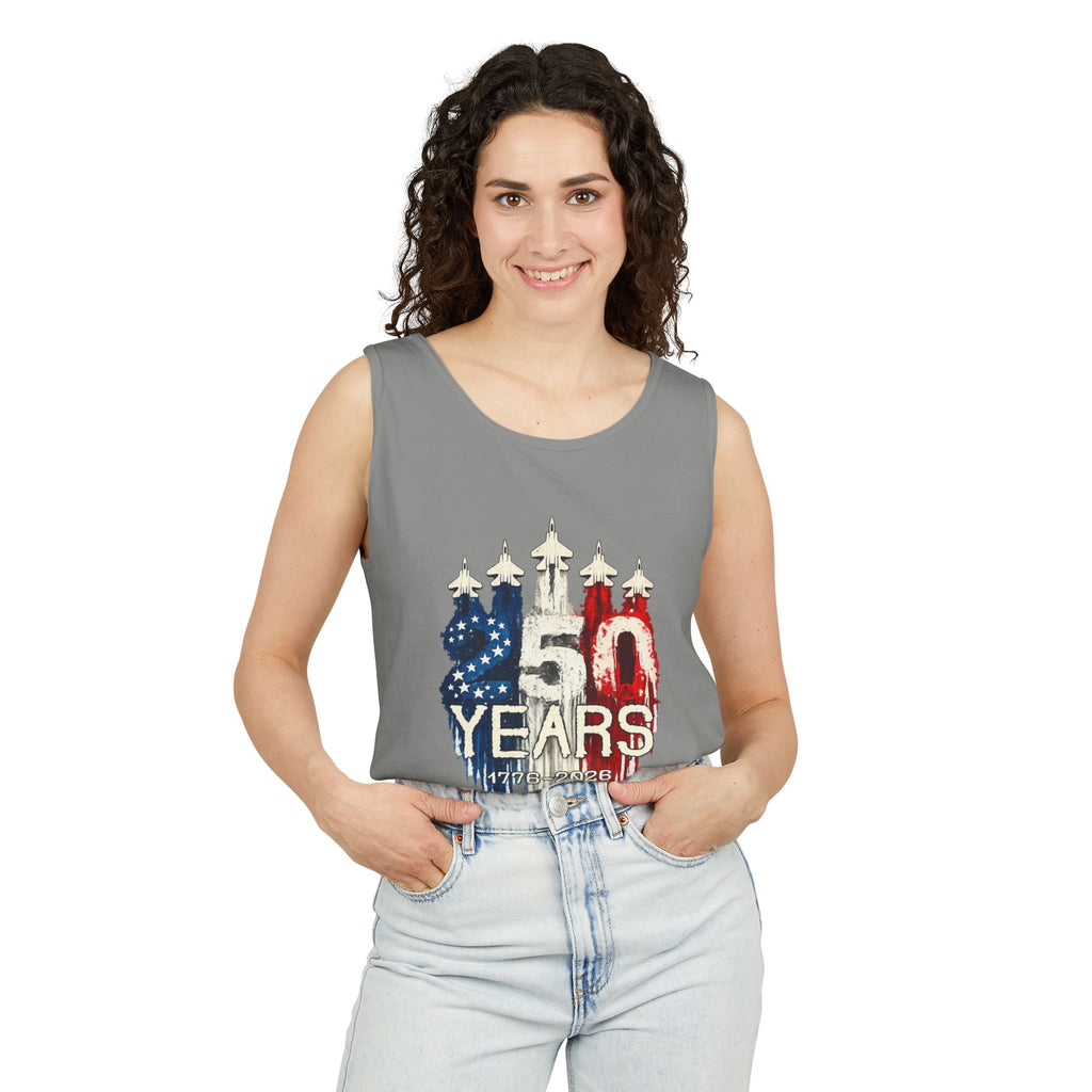 50 Years American Flag Castle Tank Top for Celebratory Wear