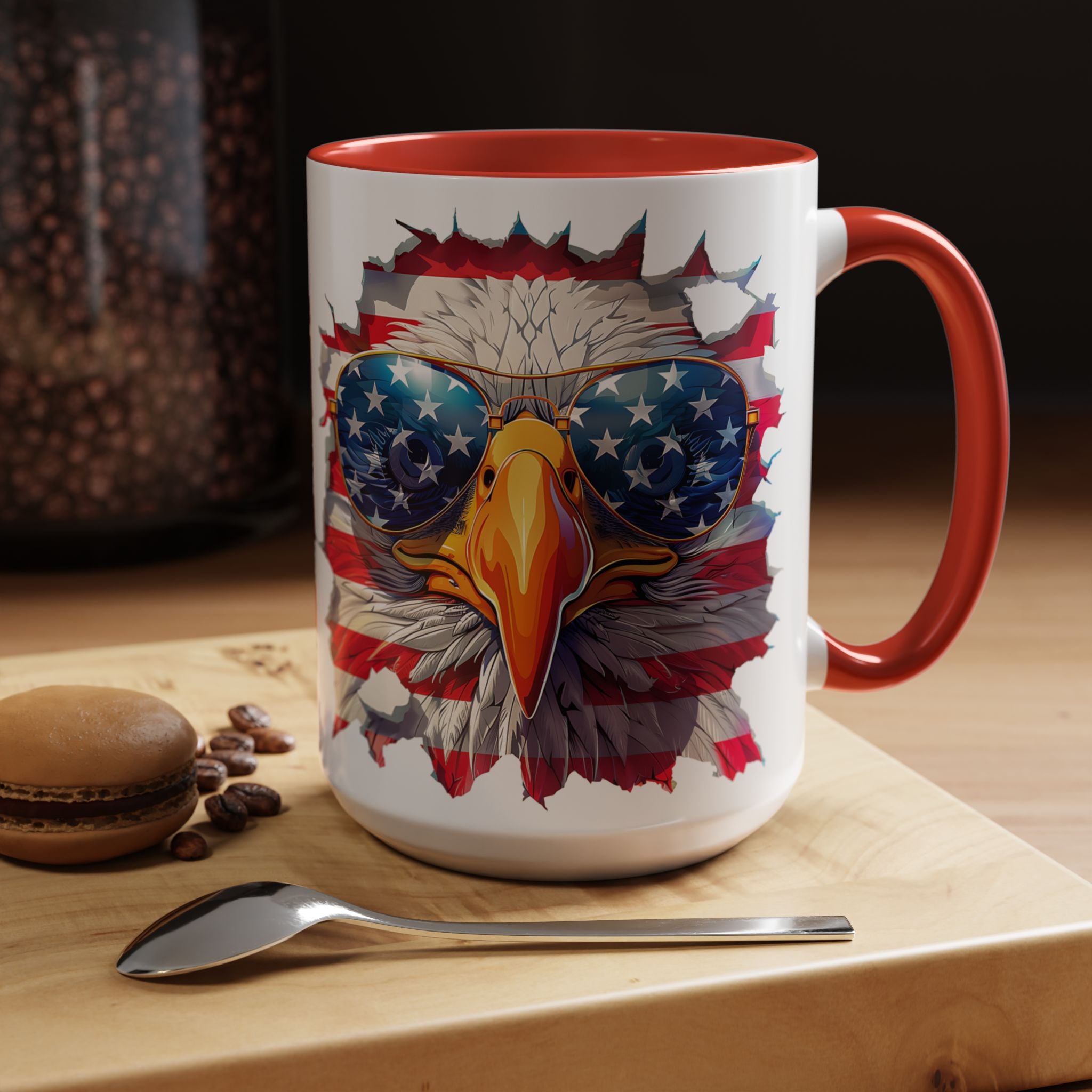 American Bald Eagle Accent Coffee Mug with Stars & Stripes