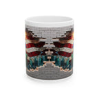 Patriotic Mosaic Brick Wall Ceramic Mug - Perfect for Sipping