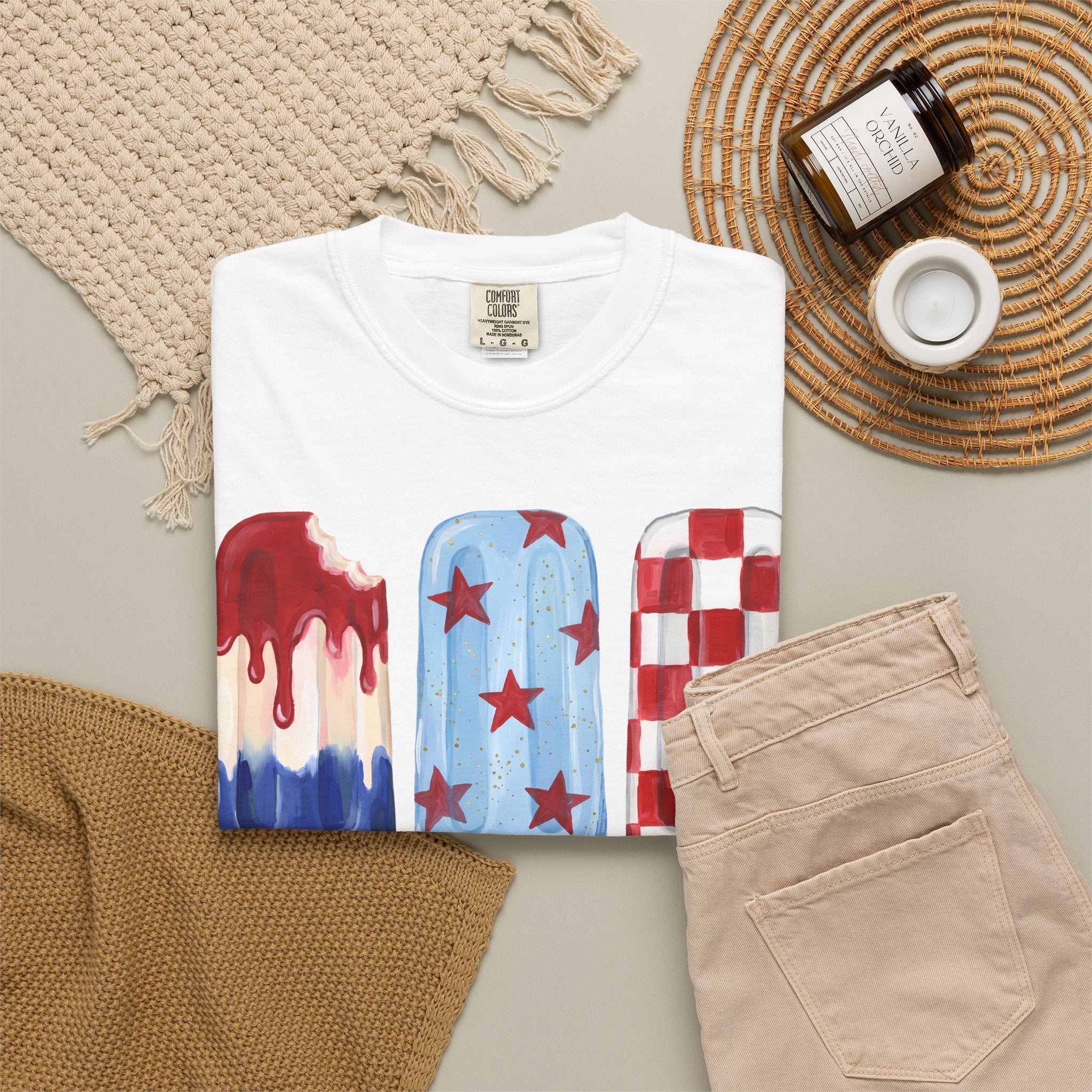 Patriotic Popsicle T-Shirt — Red, White & Blue Fourth of July Tee