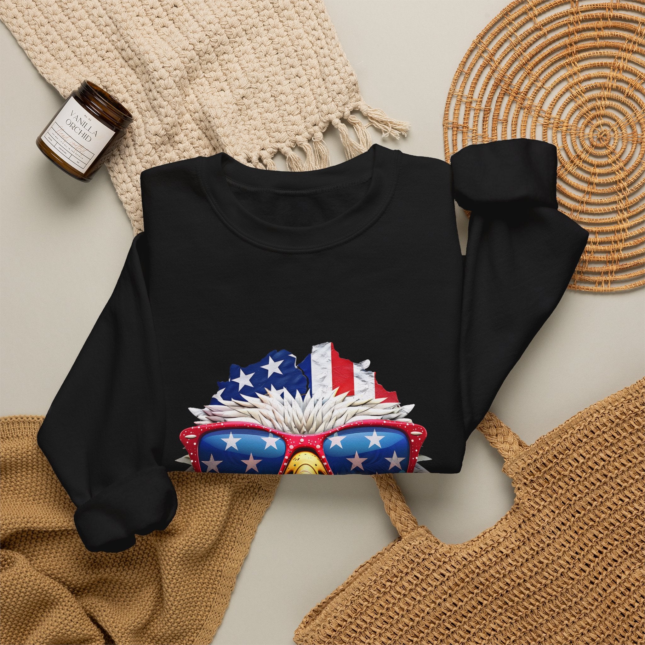 Eagle American Flag Sunglasses Crewneck Sweatshirt