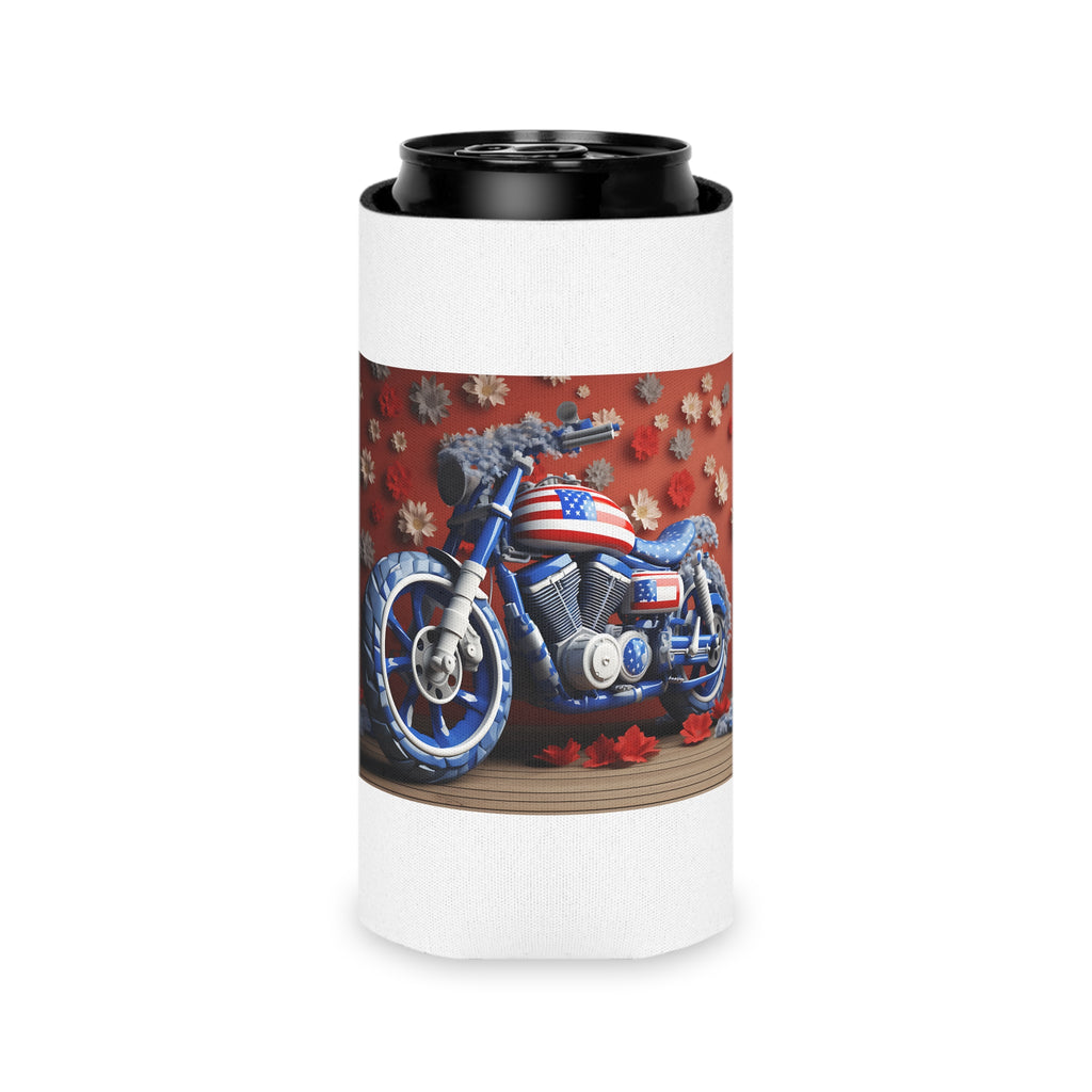 American Flag Motorcycle Can Cooler for Patriotic Gatherings