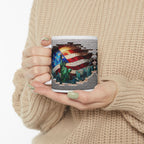 Patriotic Mosaic Brick Wall Ceramic Mug - Perfect for Sipping