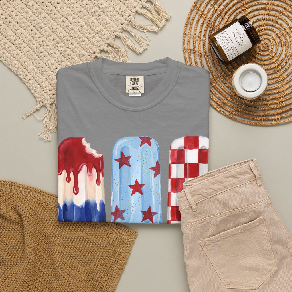 Patriotic Popsicle T-Shirt — Red, White & Blue Fourth of July Tee