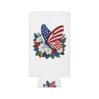 Patriotic Floral Butterfly Can Cooler for Fourth of July