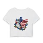 Patriotic Butterfly Floral Baby Tee - A Breezy Crop Top