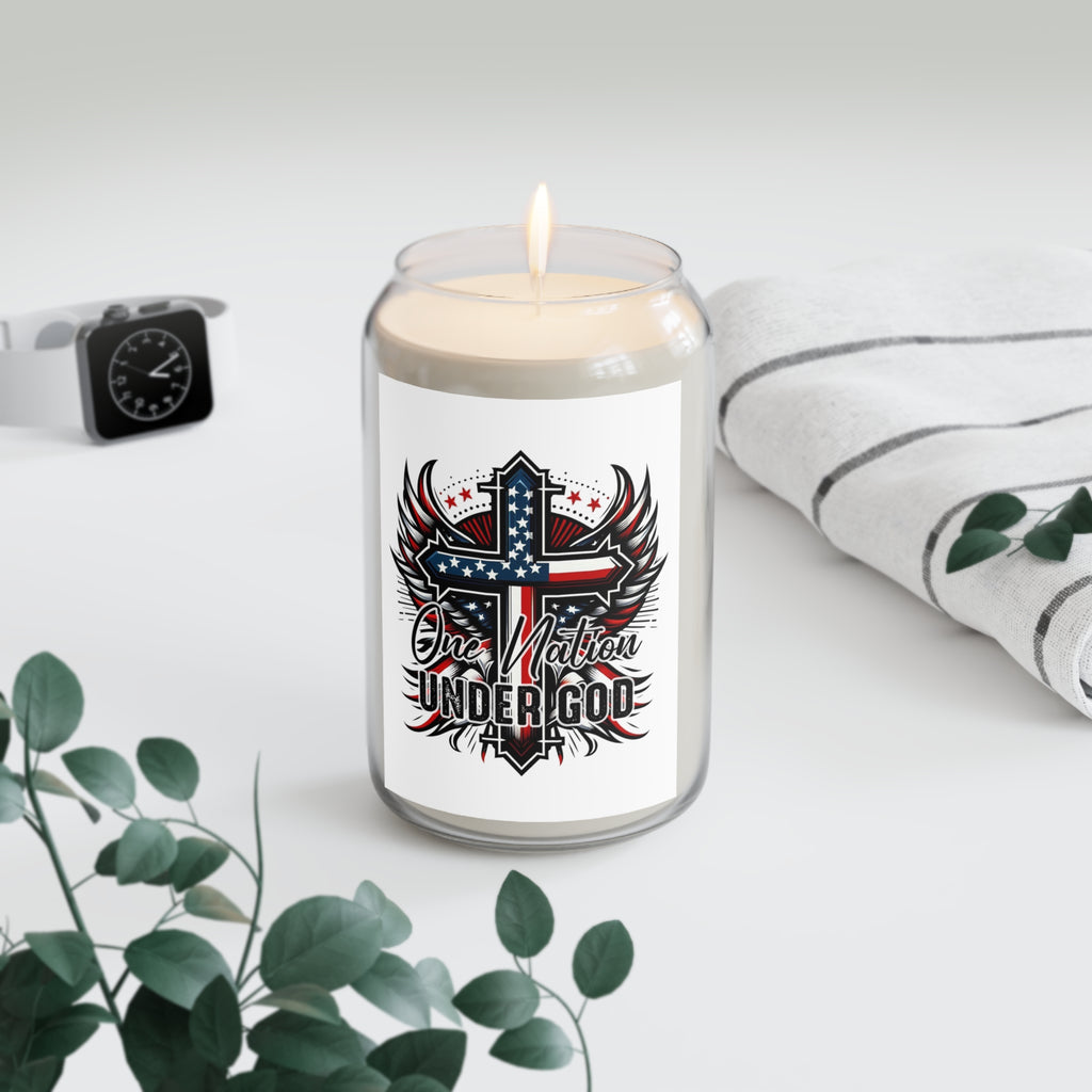 Patriotic Cross Soy Candle - One Nation Under God Scent