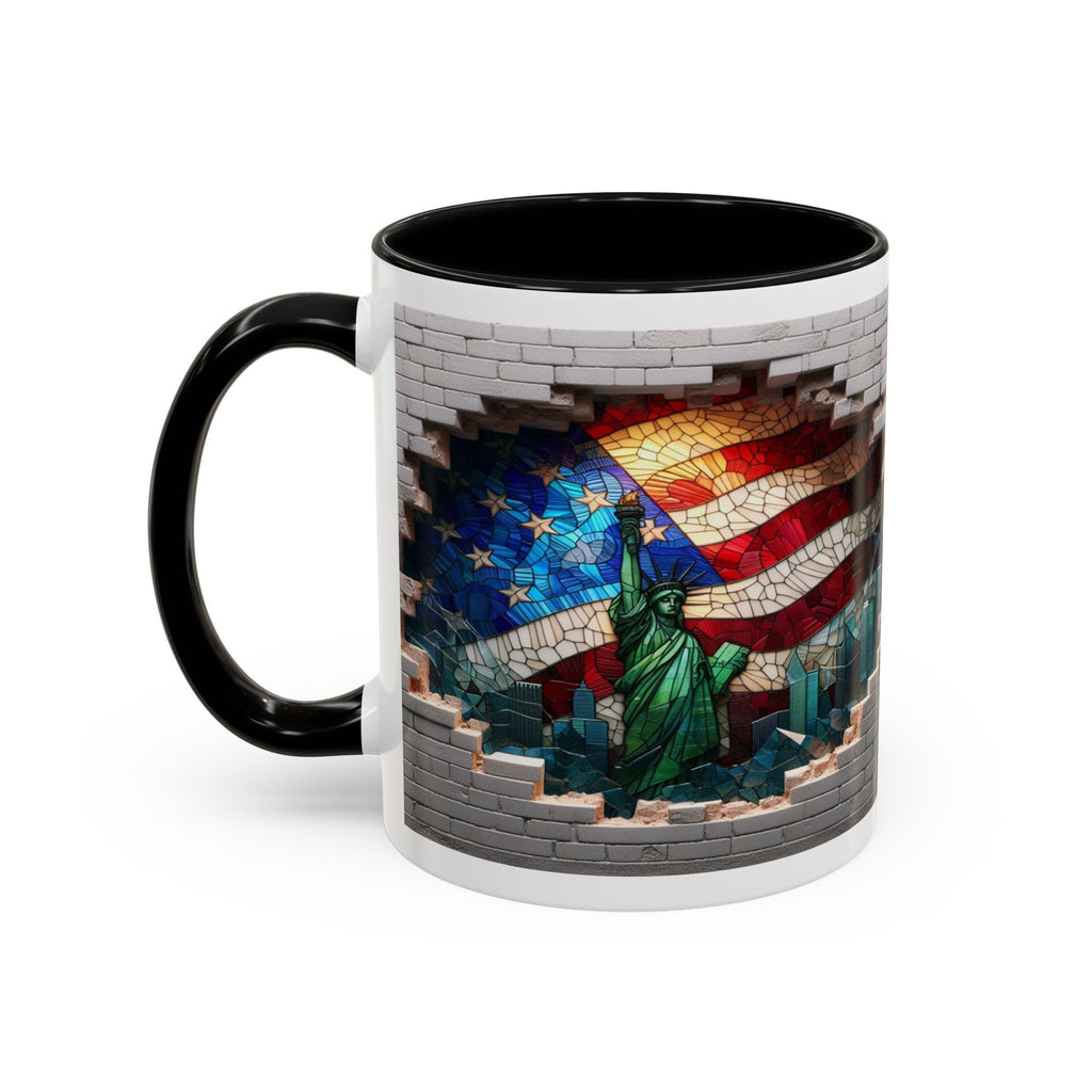American Flag & Statue of Liberty Accent Coffee Mug – Patriotic USA Ceramic Mug