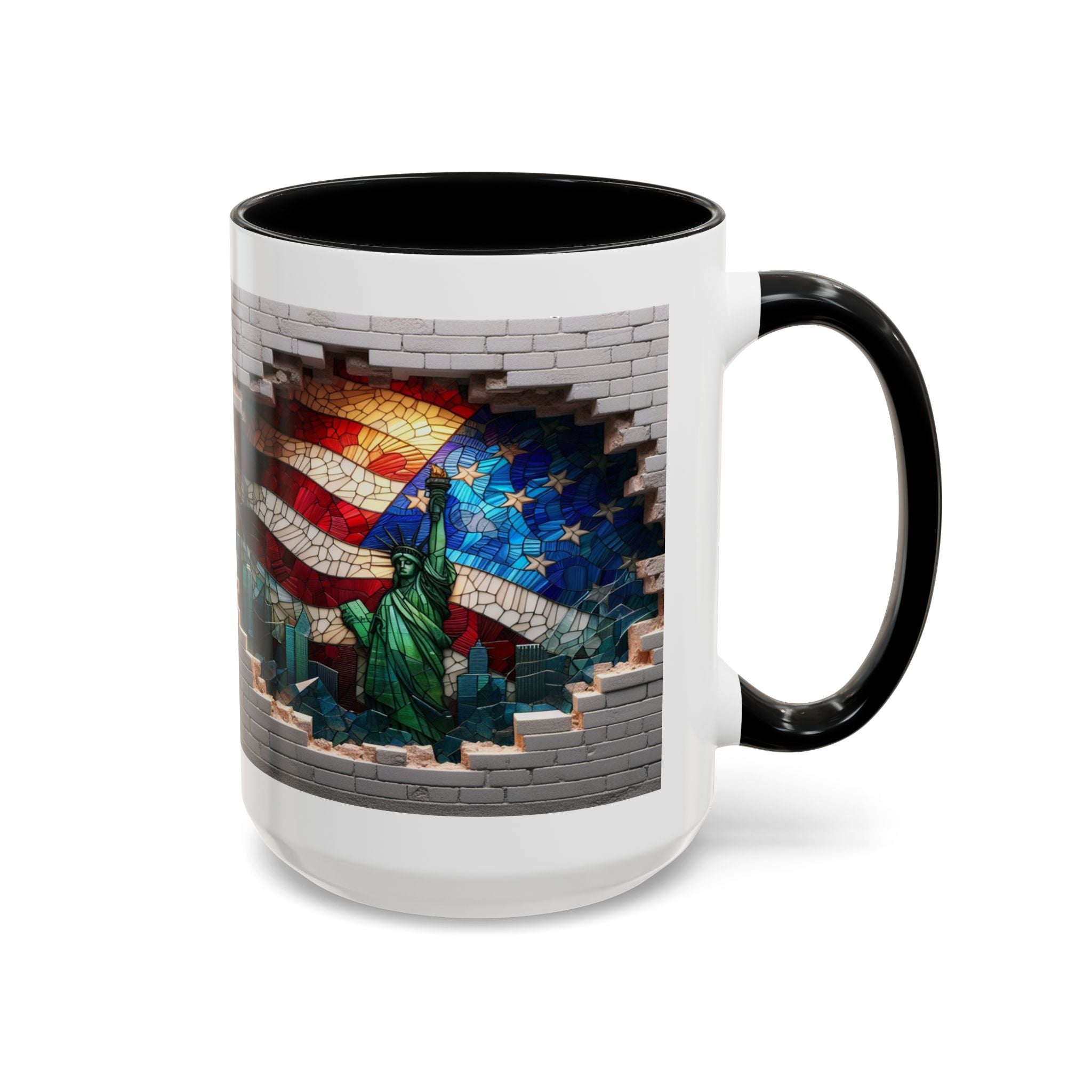 American Flag & Statue of Liberty Accent Coffee Mug – Patriotic USA Ceramic Mug