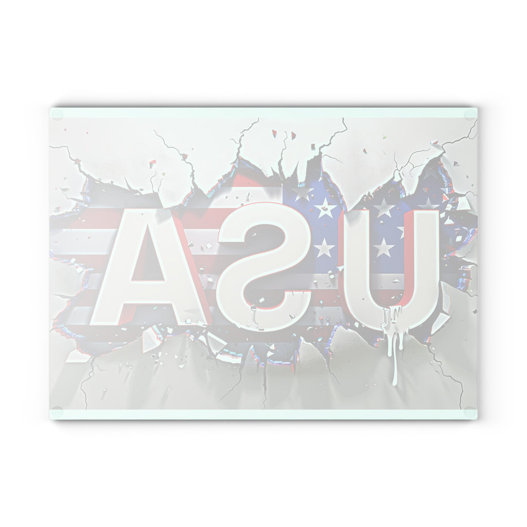 USA Flag Glass Cutting Board with Vibrant Design