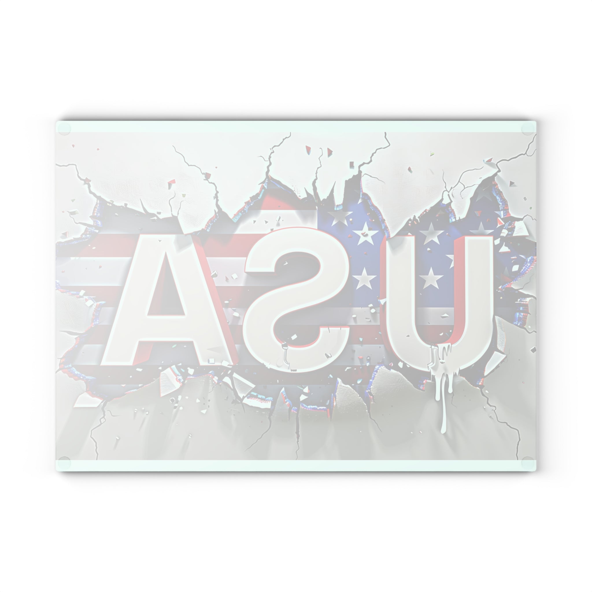 USA Flag Glass Cutting Board with Vibrant Design