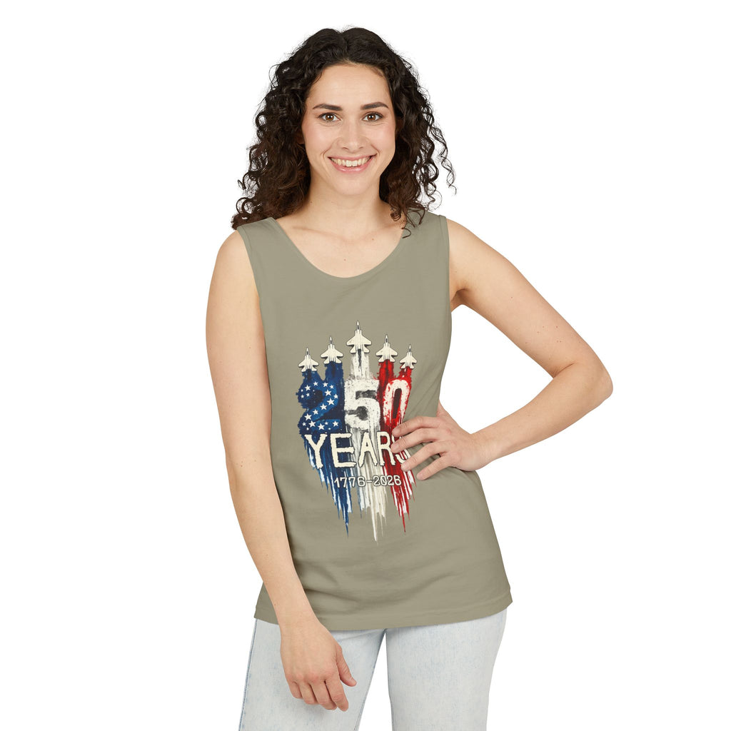 50 Years American Flag Castle Tank Top for Celebratory Wear