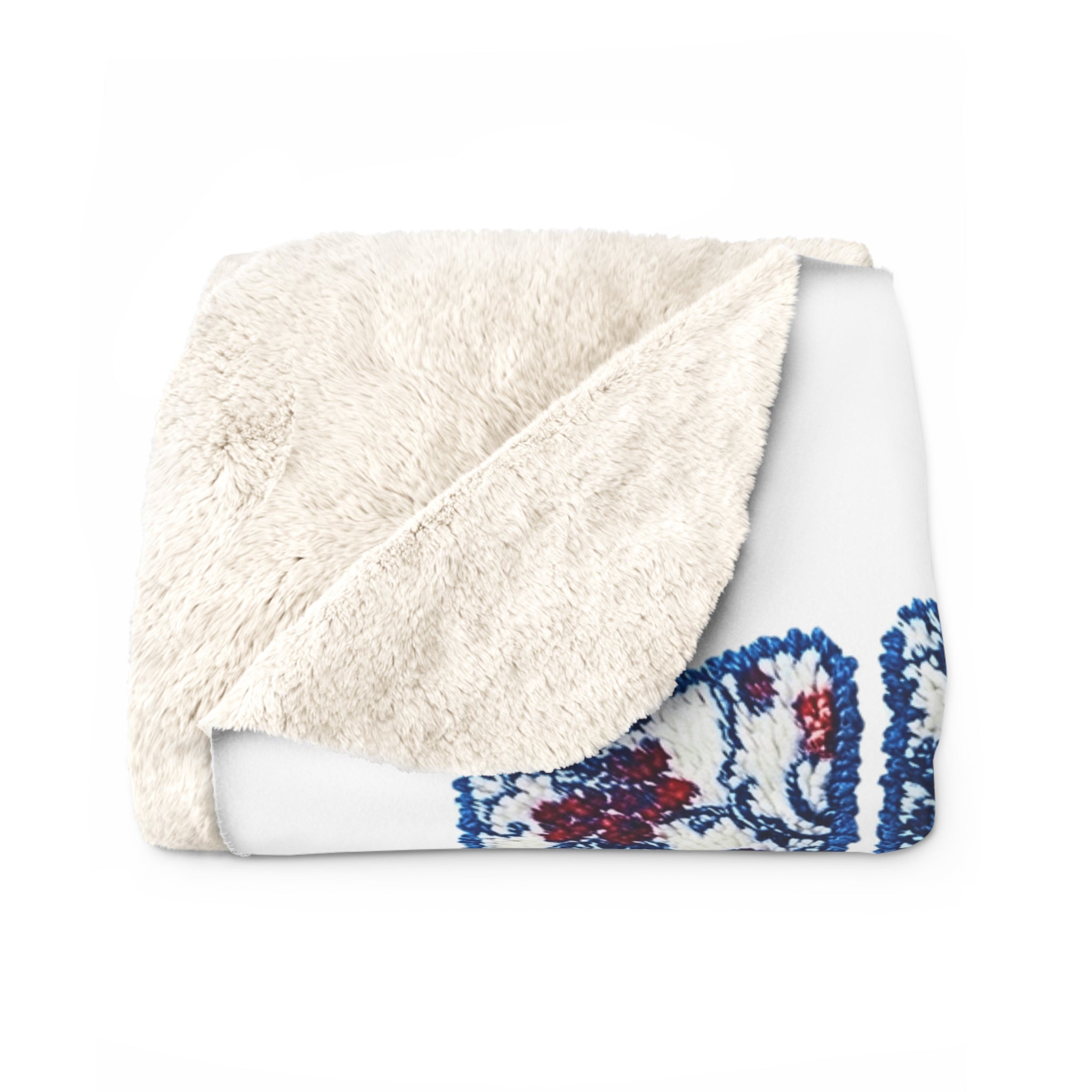 USA Est.1776 Floral Patriotic Sherpa Fleece Blanket for Home Decor