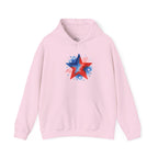 Patriotic Red & Blue Star Hoodie — 4th of July Firework Sweatshirt
